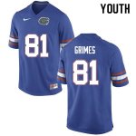 Youth Florida Gators #81 Trevon Grimes NCAA Nike Blue Authentic Stitched College Football Jersey LHR8162WS